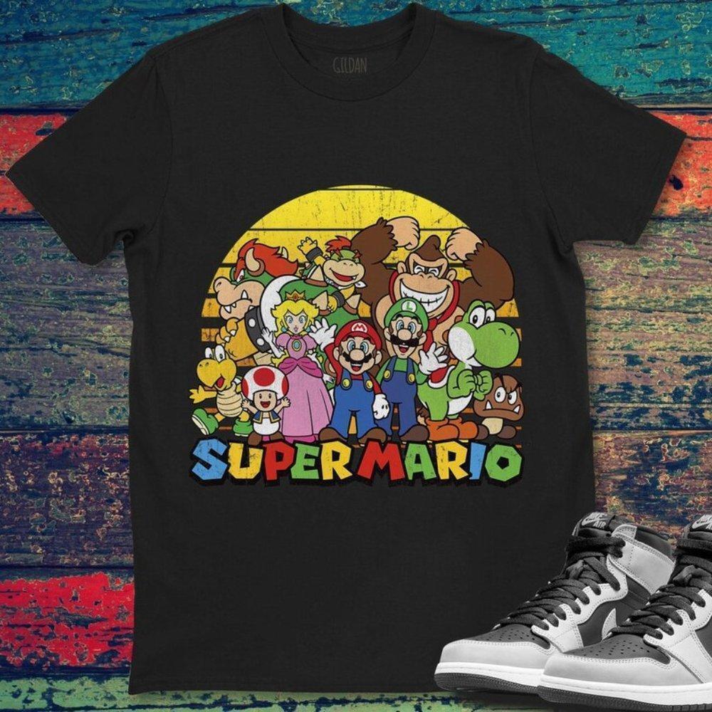 Super Mario Gamer Bros Gaming Funny Unisex Retro Graphics Shirt